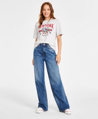 Womens New York Graphic T Shirt Claire Wide Leg Jeans