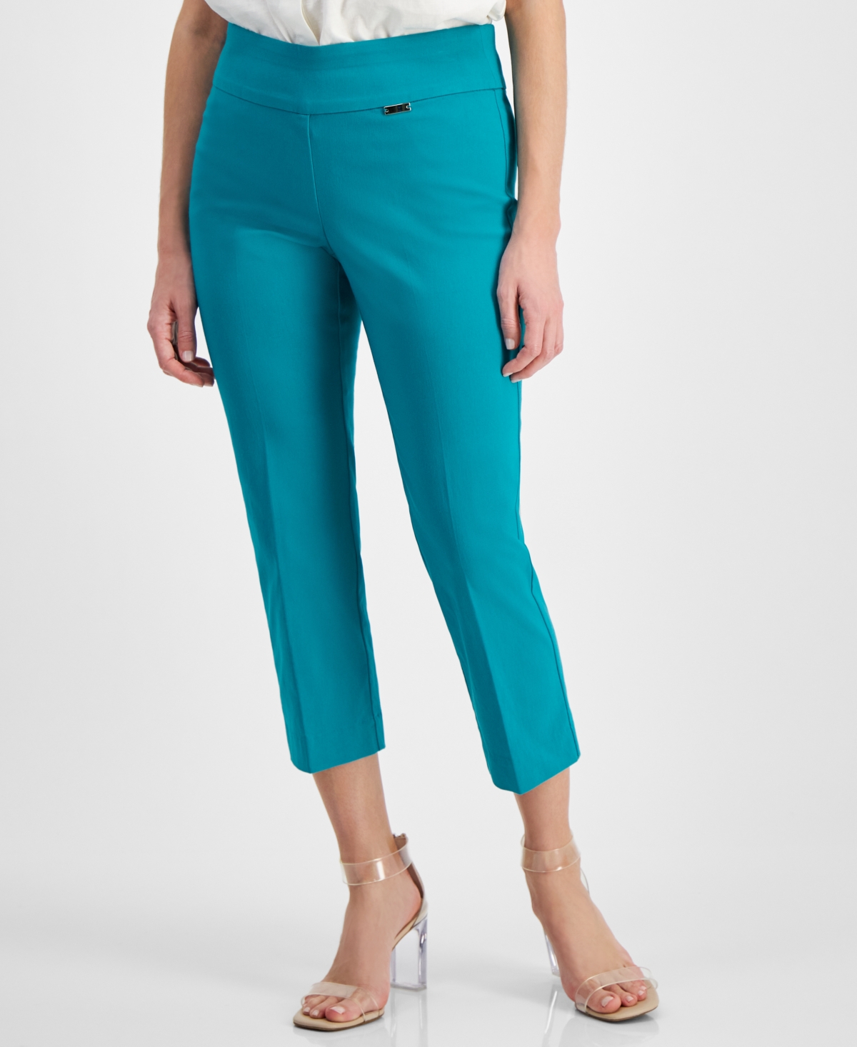Shop Inc International Concepts Petite Mid-rise Straight-leg Capri Pants, Created For Macy's In Fresco Blue