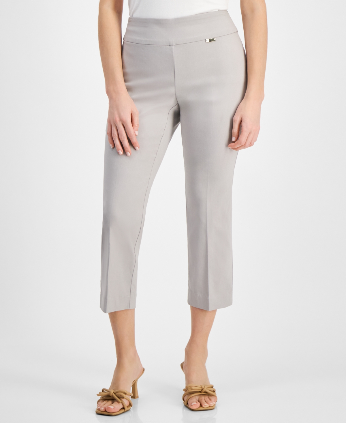 Shop Inc International Concepts Petite Mid-rise Straight-leg Capri Pants, Created For Macy's In Steamy Grey