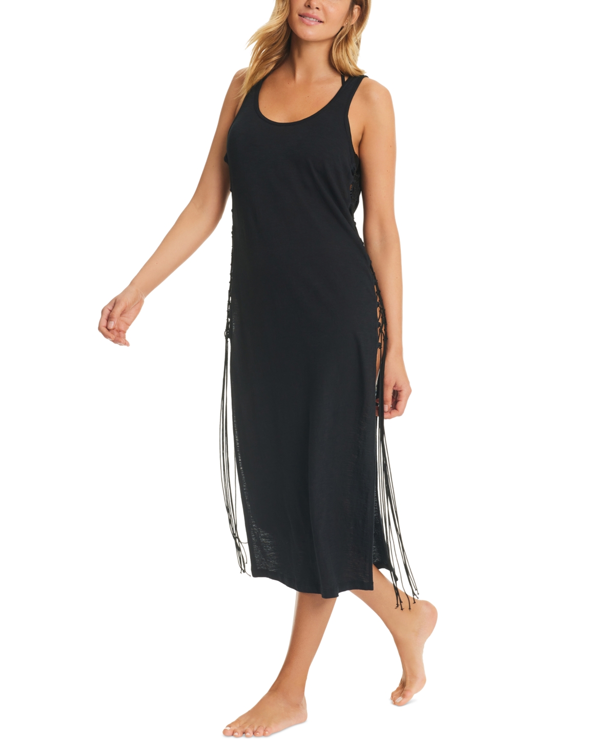 Shop Red Carter Women's Cotton Open-side Cover-up Dress In Black