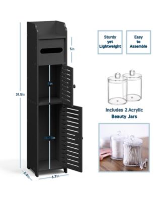 Narrow Bathroom Storage Cabinet & Organizer with 2 Doors & 3 Shelves