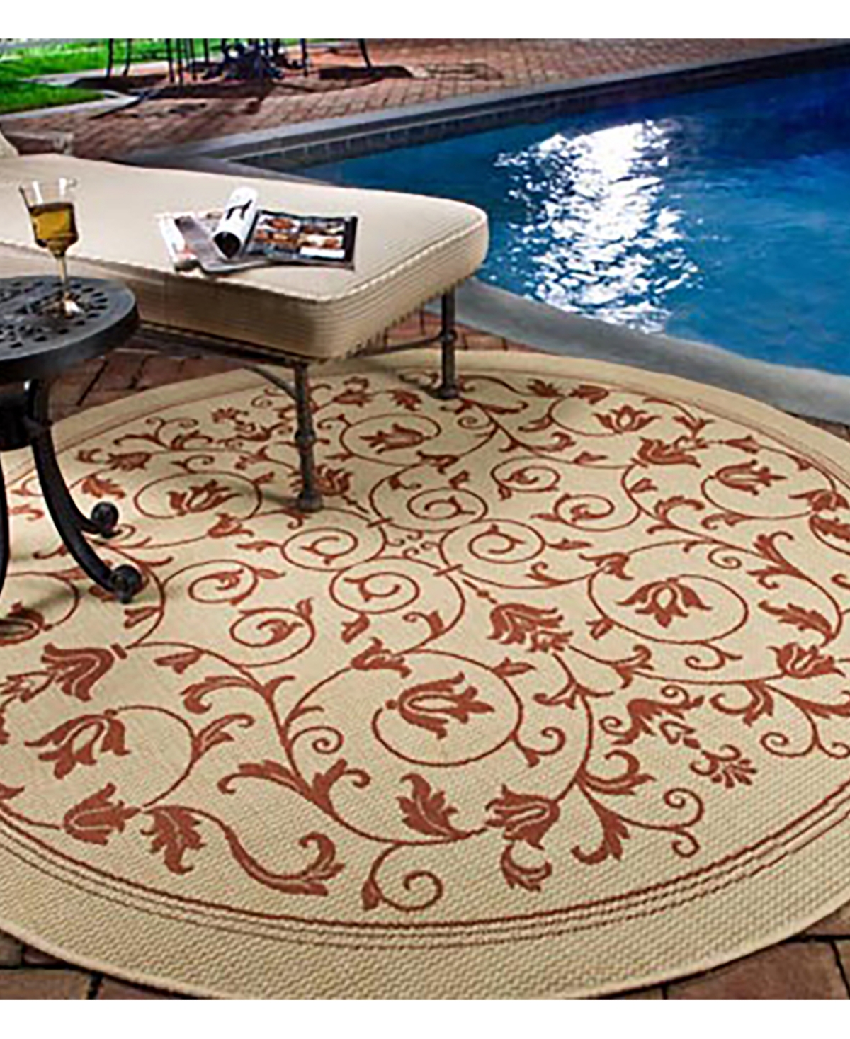 Safavieh Area Rug, Courtyard Indoor/Outdoor CY2098-3201Orange Round - Beige / Orange