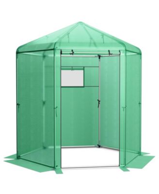 Walk-In Hexagonal Greenhouse with PE Cover and Metal Frame