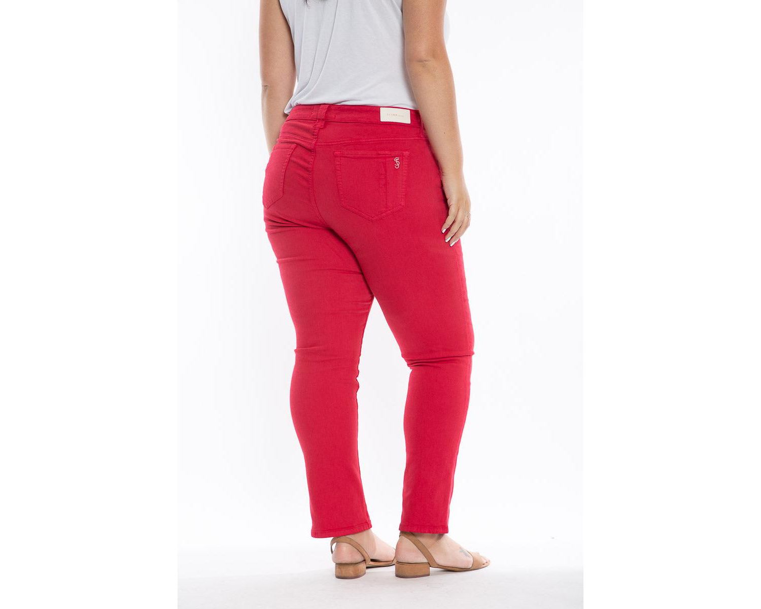 Plus Size Color Mid Rise Slim pants