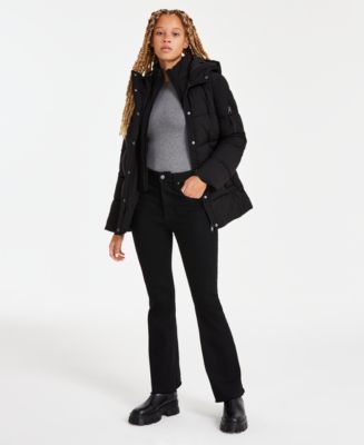 Maralyn Me Juniors 2024 Juniors' Single-Breasted Reefer Coat Black Extra Large NWT