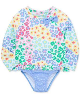 Little Me Baby Girl's UPF 50+ One-Piece Swimsuit - Sun Protection Rash Guard, Quick-Dry (Toddler)