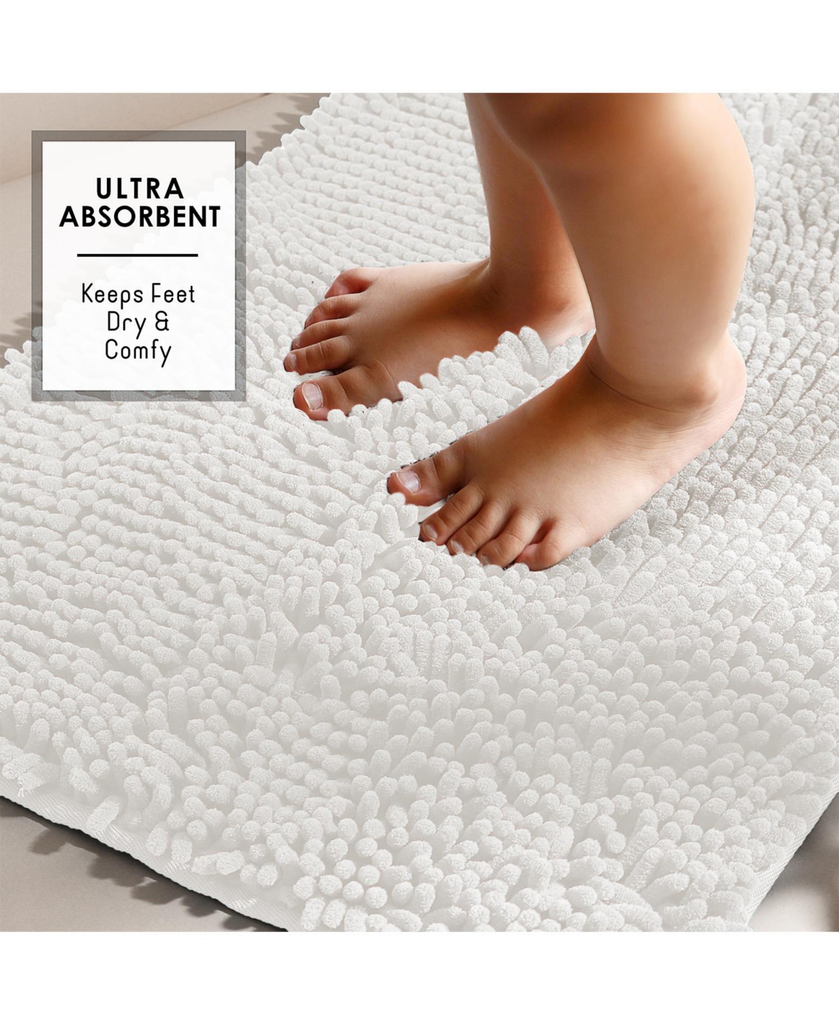 Hearth & Harbor Piece Ultra Soft Non-Slip Chenille Bath Rug Set - Quick Dry, Machine Washable - 17”x24” & 20