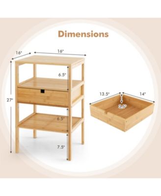 Wicker Nightstand with Storage Drawer and Slatted Shelf-1 Piece