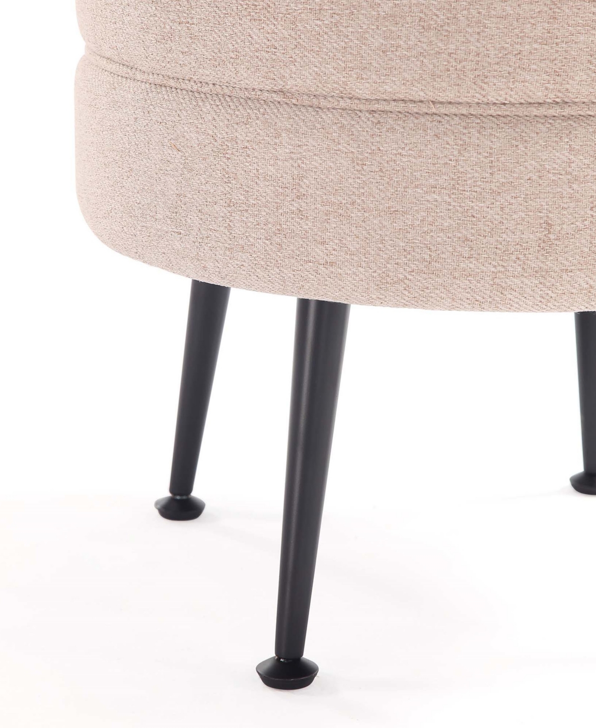 Manhattan Comfort Bailey 18.11" Woven Polyester Blend Upholstered Rubberwood Ottoman In Beige