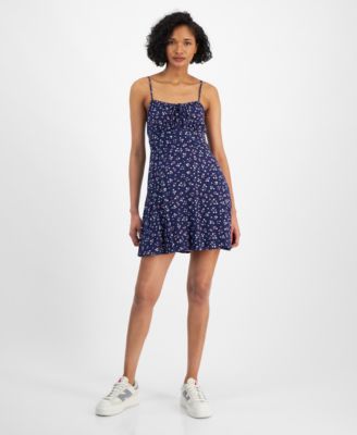 Self Esteem - Juniors' Smocked Floral Sleeveless Mini Dress