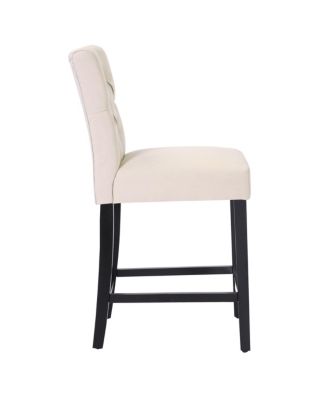 24" Linen Fabric Tufted Counter Stool
