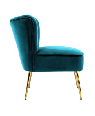 25" Wide  Velvet Upholstered Tufted, Metal Legs Accent Chair