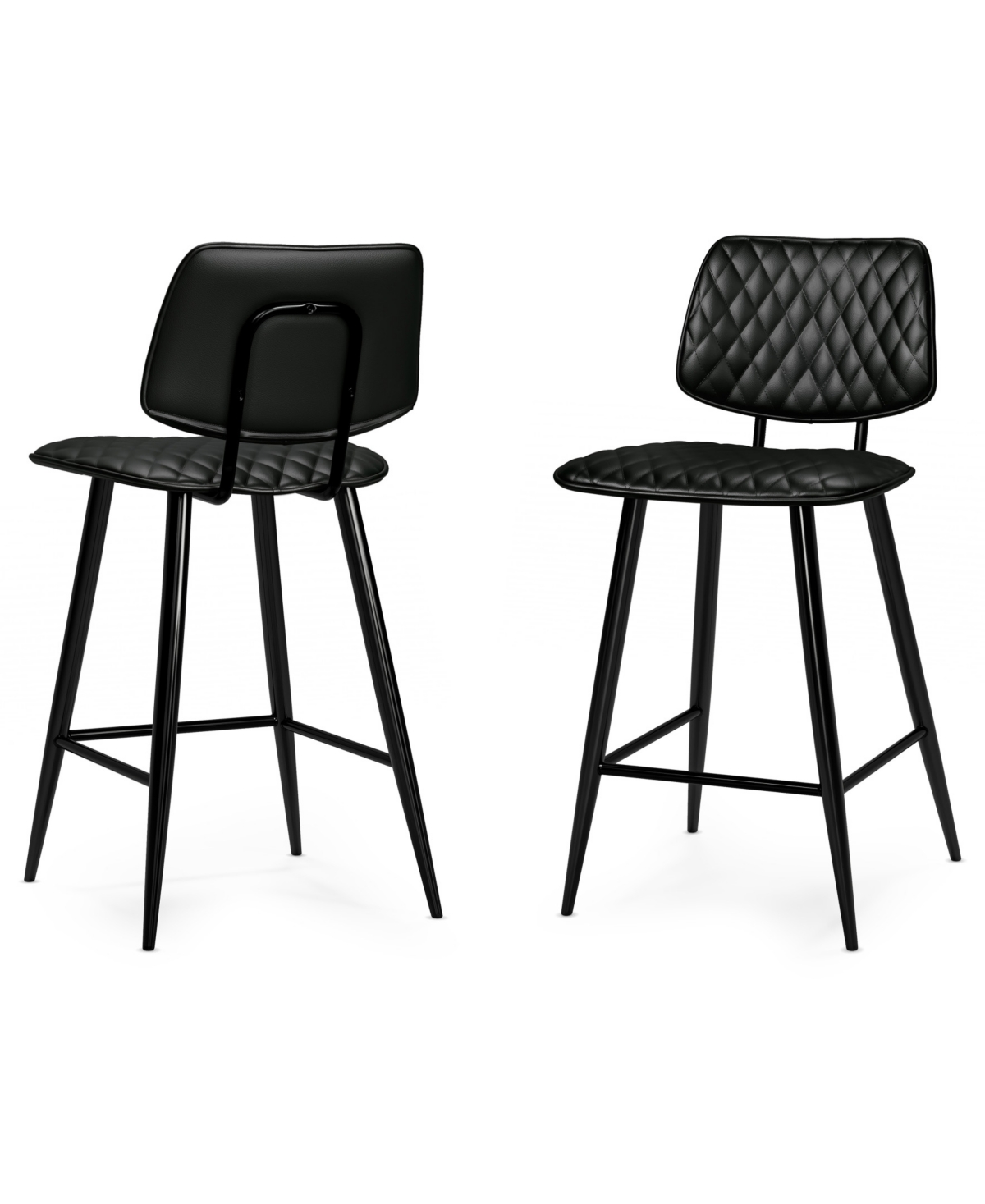 Shop Simpli Home Raya Counter Height Stool (set Of 2) In Black Pu Leather