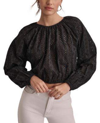 Wilfred La Bohéme Caravan Black Cotton Eyelet Cropped Blouse
