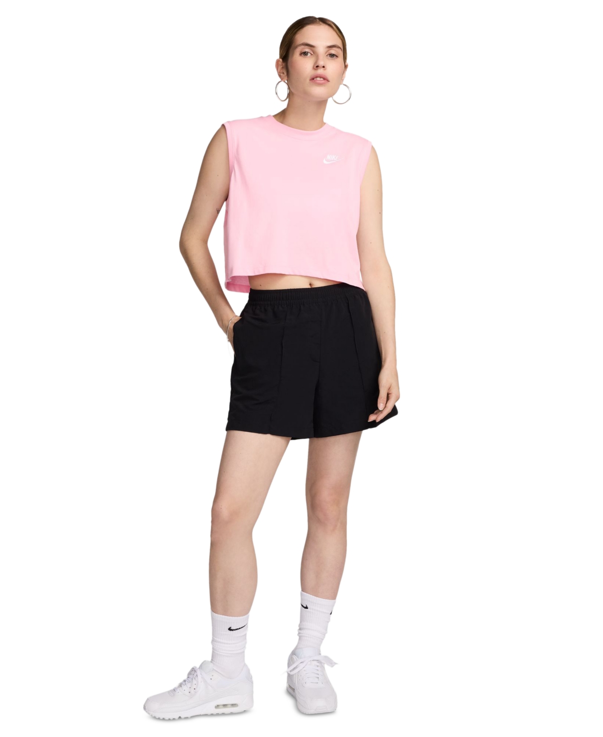 Nike Women's Sportswear Club Cropped Sleeveless T-Shirt -white