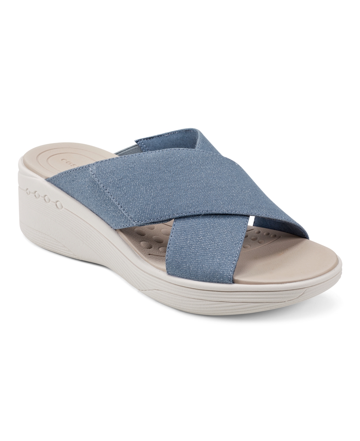 Shop Easy Spirit Women's Bindie Slip-on Open Toe Casual Sandals In Medium Blue