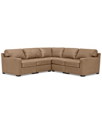 Radley 101" 5-Pc. Leather Square Corner L Shape Modular Sectional