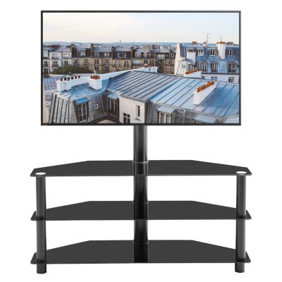 35 inch Black Multi-function TV Stand Height Adjustable Bracket Swivel 3-Tier