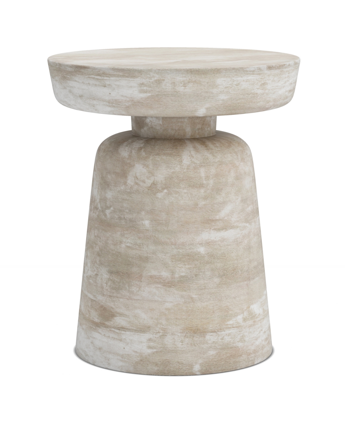 Simpli Home Robbie Solid Mango Wood Accent Table In Distressed White Wash In Distressed White Wash