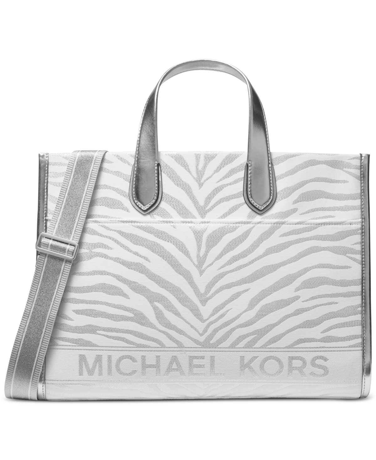 Shop Michael Kors Michael  Gigi Large Grab Tote In Silver Mul