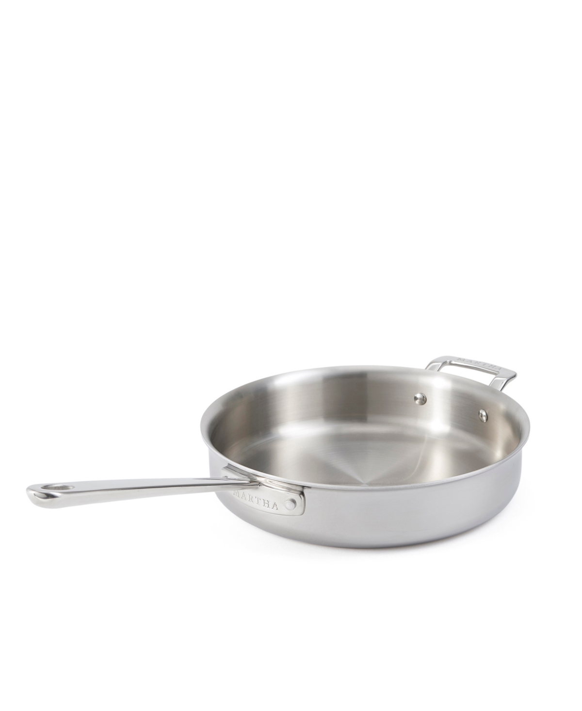 Shop Martha Stewart Collection Martha By Martha Stewart Stainless Steel 3.5 Qt Straight Sided Saute Pan With Lid In Silver