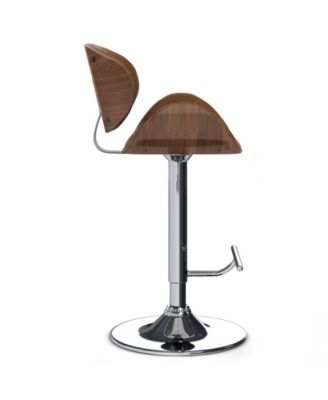 Marana Bentwood Adjustable Swivel Bar Stool in Deep Tan Pu Leather
