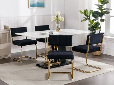 2 Modern Black Corduroy Dining Chairs