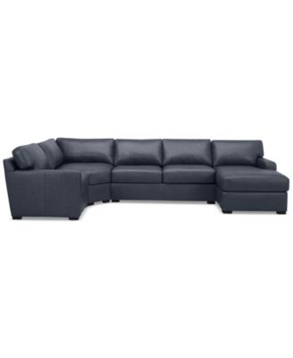 Radley 148" 4-Pc. Leather Wedge Modular Chaise Sectional