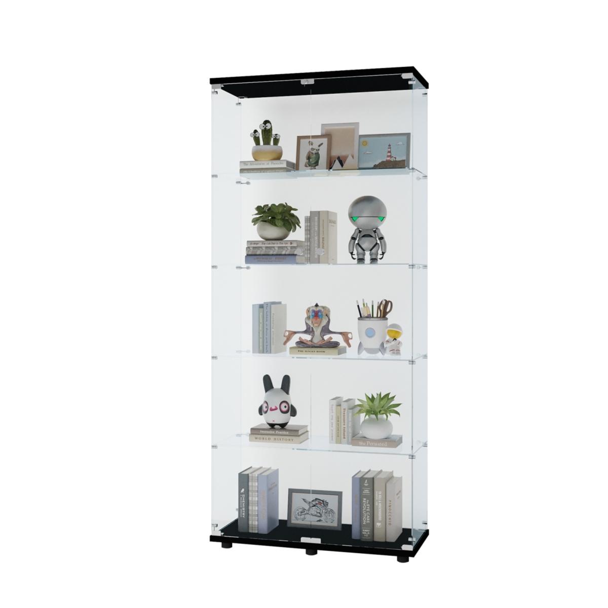 Streamdale Furniture Black Double Door Glass Display Cabinet