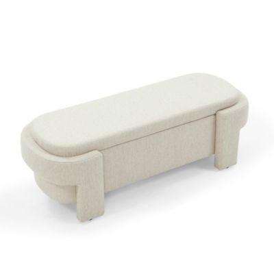 Foam Beige Upholstered Storage Bench (51.5"X20.5"X17")