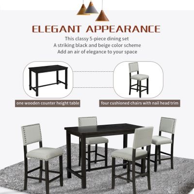 Streamdale 5-Piece Espresso Counter Height Dining Set
