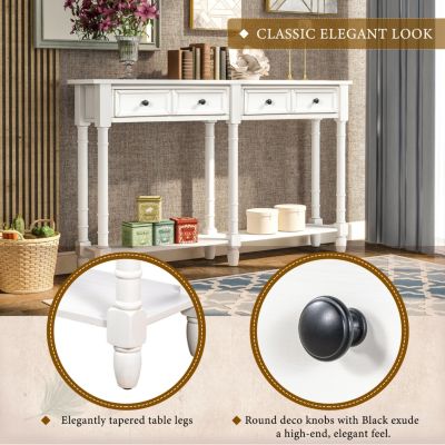 Simplie Fun Console Table Sofa Table Easy Assembly With Two Storage Drawers And Bottom Shelf