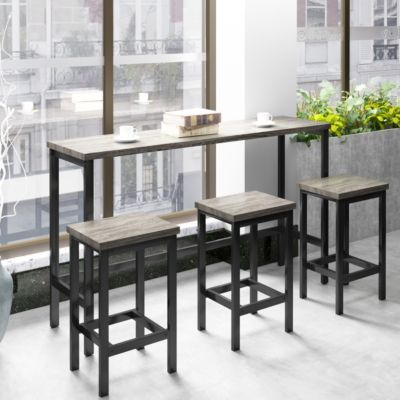 Extra Long Counter Height Dining Set with 3 Stools