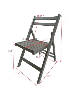 Foldable Slatted Wood Event Chair Set (4)