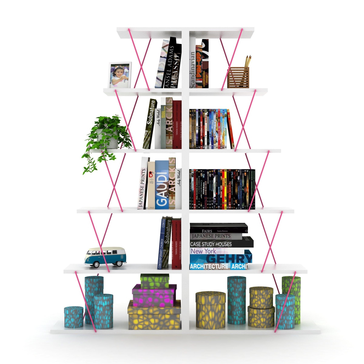 Streamdale Furniture Modern 5 Tier Ladder Bookshelf Organizers, Narrow Bookshelf For Space