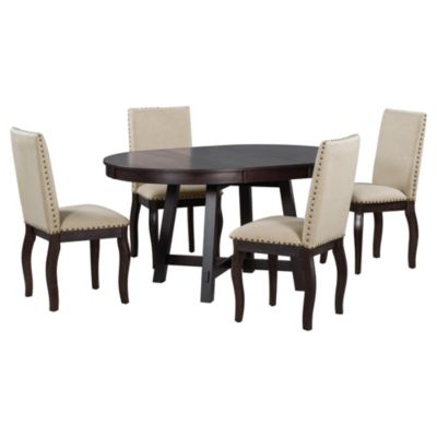 5-Pc Farmhouse Extendable Dining Table Set