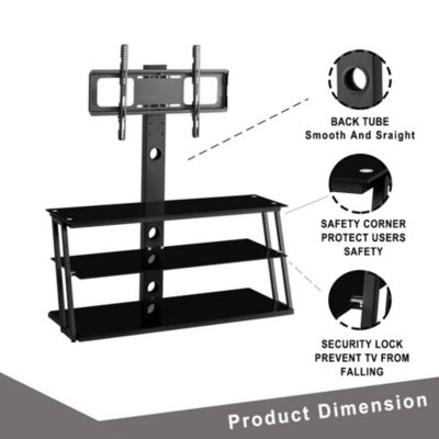 Glass TV Stand with Angle and Height Adjustment