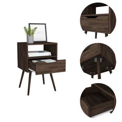 Streamdale Otom Nightstand, Dark Walnut