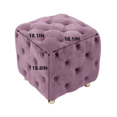  Modern Purple Velvet Ottoman, Small End Table, Footstool & Chair Set
