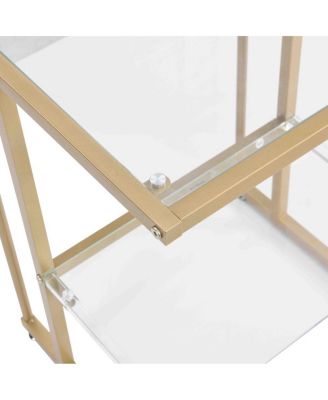 Golden Side Table, 2-Tier Acrylic Glass End Table For Living Room Bedroom