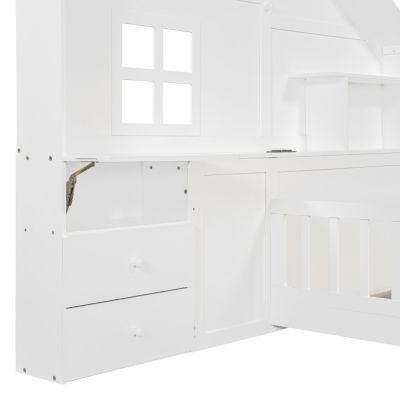 Twin House Bed Window, Drawers, Shelves, USB