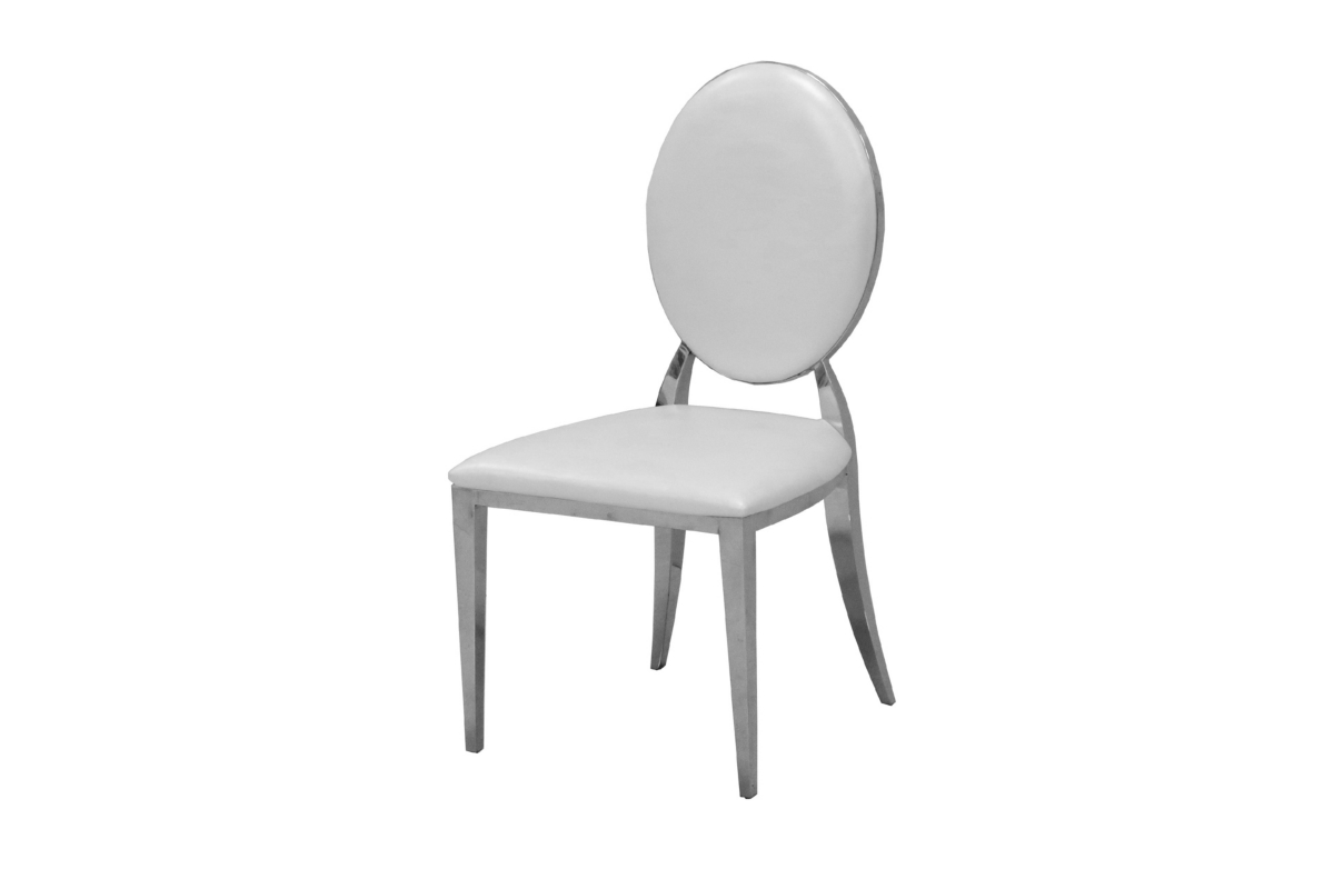 Streamdale Furniture Leatherette Dining Chair Set Of 2, Oval Backrest Design And Stainless Steel Legs