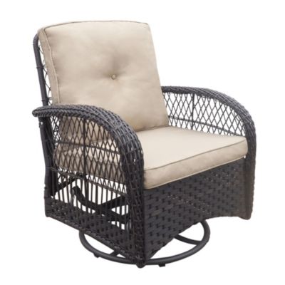 Outdoor Wicker Swivel Rocker Bistro Set with Table