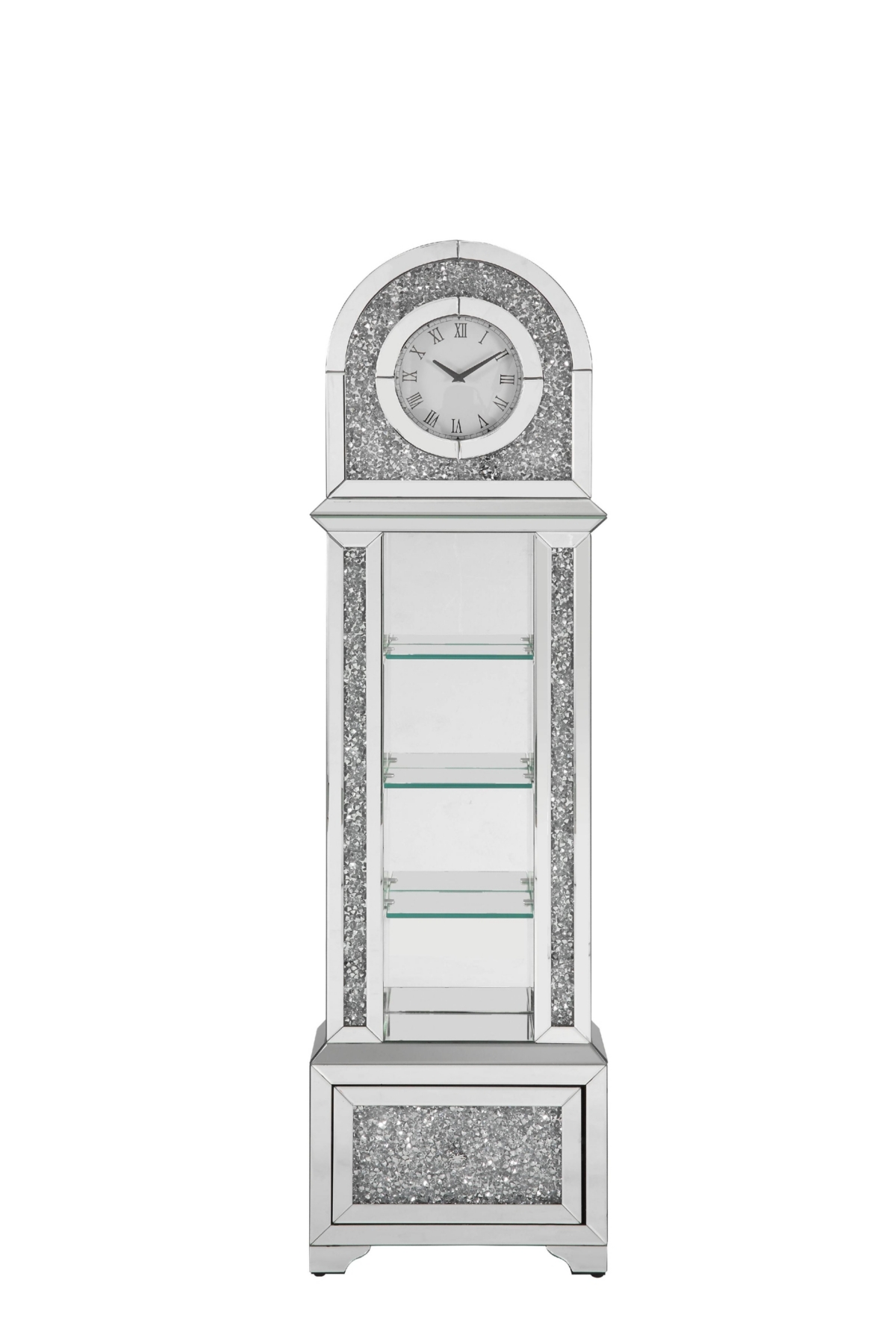 Streamdale Furniture Noralie Grandfather Clock with Led Mirrored & Faux Diamonds