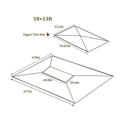 Streamdale 13 X 10FT Patio Double Roof Gazebo Replacement Canopy Top Fabric
