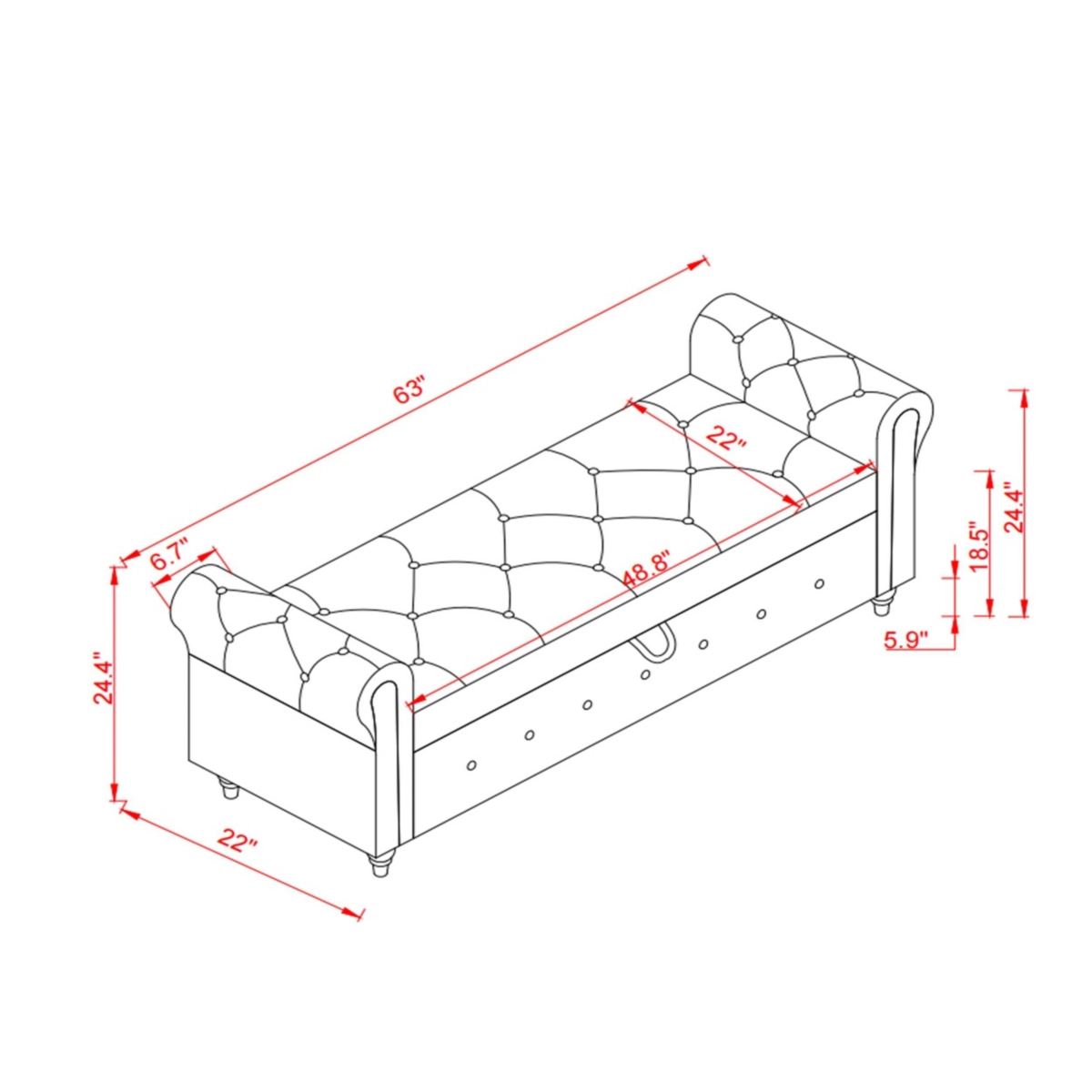 Streamdale Furniture Bed BenchFabric - Navy blue