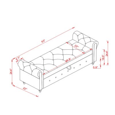 Velvet Accent Bed Bench