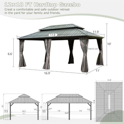 Streamdale 12' X 18' Hardtop Gazebo, Aluminum Metal Gazebo