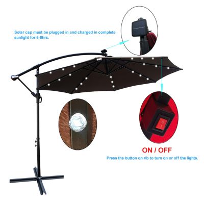 Streamdale 10ft Solar LED Patio Umbrella, Sun Shade, Waterproof