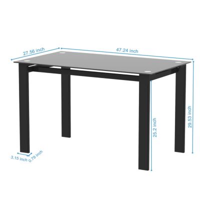 Tempered Glass Dining Table with Metal Legs